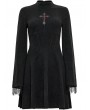 Punk Rave Black Gothic Cross Embroidered Basic Fit A Line Short Dress