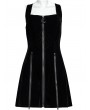 Punk Rave Black Gothic Velvet Daily Wear Front Zippered Short Tube Dress