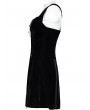 Punk Rave Black Gothic Velvet Daily Wear Front Zippered Short Tube Dress