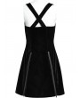 Punk Rave Black Gothic Velvet Daily Wear Front Zippered Short Tube Dress