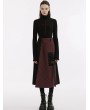 Punk Rave Black and Red Gothic Grunge Daily Wear Plaid Techwear Medium Long Skirt