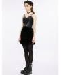 Punk Rave Black Gothic Drawstring Sheath Velvet Short Ruffled Skirt