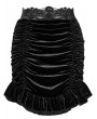 Punk Rave Black Gothic Drawstring Sheath Velvet Short Ruffled Skirt