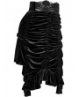 Punk Rave Black Gothic Drawstring Sheath Velvet Short Ruffled Skirt