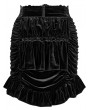 Punk Rave Black Gothic Drawstring Sheath Velvet Short Ruffled Skirt