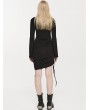 Punk Rave Black Gothic Sexy Drawstring Long Sleeve Short Slim Night Club Dress