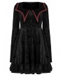 Punk Rave Red and Black Retro Gothic Bat Pointed Collar Short Velvet Dress
