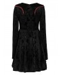Punk Rave Red and Black Retro Gothic Bat Pointed Collar Short Velvet Dress