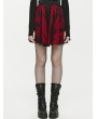 Punk Rave Black and Red Gothic Double-Layer Lace Short Suspender Skirt