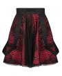 Punk Rave Black and Red Gothic Double-Layer Lace Short Suspender Skirt