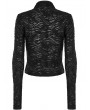 Punk Rave Black Gothic Hollow Shoulder Long Sleeve T-Shirt for Women