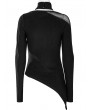 Punk Rave Black Gothic Slant Neck Fit Long Sleeve Asymmetrical T-Shirt for Women