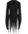 Punk Rave Black Gothic Bat Pointed Collar Spliced Mesh Shirt for Women