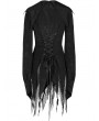 Punk Rave Black Gothic Bat Pointed Collar Spliced Mesh Shirt for Women