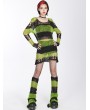 Punk Rave Black and Green Stripe Gothic Street Fashion Flare Leg Warmers for Women
