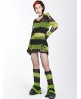 Punk Rave Black and Green Stripe Gothic Street Fashion Flare Leg Warmers for Women