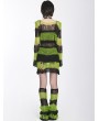 Punk Rave Black and Green Stripe Gothic Street Fashion Flare Leg Warmers for Women