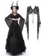 Dark in Love Black Vintage Gothic Lace Long Bell Sleeves Short Cape for Women