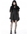 Dark in Love Black Gothic Skull Pattern Velvet Bat Hooded Short Cape for Women