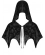 Dark in Love Black Gothic Skull Pattern Velvet Bat Hooded Short Cape for Women