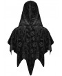 Dark in Love Black Gothic Skull Pattern Velvet Bat Hooded Short Cape for Women