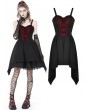 Dark in Love Black and Red Gothic Cute Bow Strap Mini Dress