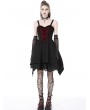 Dark in Love Black and Red Gothic Cute Bow Strap Mini Dress