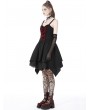 Dark in Love Black and Red Gothic Cute Bow Strap Mini Dress