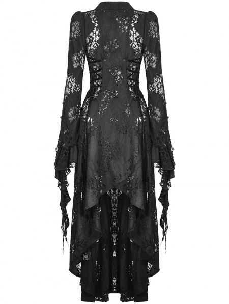 Dark in Love Black Gothic Romantic Hollow Out Sexy Lace Long Shirt ...