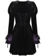 Dark in Love Black Gothic Walpurgis Night Purple Splicing Short Velvet Dress