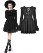 Dark in Love Black Gothic Bat Collar Long sleeve Short Dress