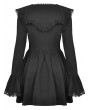 Dark in Love Black Gothic Bat Collar Long sleeve Short Dress