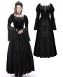 Dark in Love Black Gothic Vintage Gorgeous Velvet Lace Splicing Maxi Party Dress