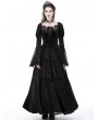 Dark in Love Black Gothic Vintage Gorgeous Velvet Lace Splicing Maxi Party Dress