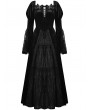 Dark in Love Black Gothic Vintage Gorgeous Velvet Lace Splicing Maxi Party Dress