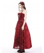 Dark in Love Red Gothic Blood Rose Lace Gorgeous Spaghetti Strap Velvet Maxi Party Dress