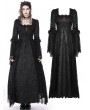 Dark in Love Black Gothic Retro Court Embroidery Long Sleeve Lace Maxi Party Dress