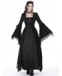 Dark in Love Black Gothic Retro Court Embroidery Long Sleeve Lace Maxi Party Dress