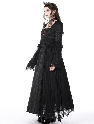 black gothic dress long sleeve Black Gothic Wedding Dress main image 1