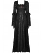 Dark in Love Black Gothic Retro Court Embroidery Long Sleeve Lace Maxi Party Dress