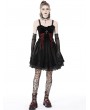 Dark in Love Black Gothic Bloody Lace Up Short Velvet Strap Party Dress