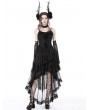 Dark in Love Black Gothic Ghost Frilly Lace High-Low Strap Party Dress