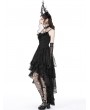 Dark in Love Black Gothic Ghost Frilly Lace High-Low Strap Party Dress