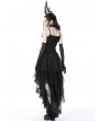 Dark in Love Black Gothic Ghost Frilly Lace High-Low Strap Party Dress