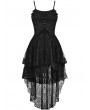 Dark in Love Black Gothic Ghost Frilly Lace High-Low Strap Party Dress