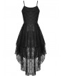 Dark in Love Black Gothic Ghost Frilly Lace High-Low Strap Party Dress