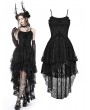 Dark in Love Black Gothic Ghost Frilly Lace High-Low Strap Party Dress