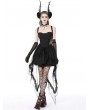 Dark in Love Black Gothic Doll Sexy Swallowtail Halter Strap Party Dress