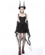 Dark in Love Black Gothic Doll Sexy Swallowtail Halter Strap Party Dress