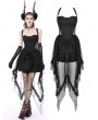 Dark in Love Black Gothic Doll Sexy Swallowtail Halter Strap Party Dress